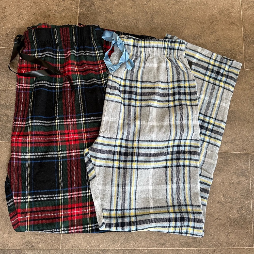 Lot of 2 flannel bottoms by Outdoor Life Plaid - Red, Black, Green